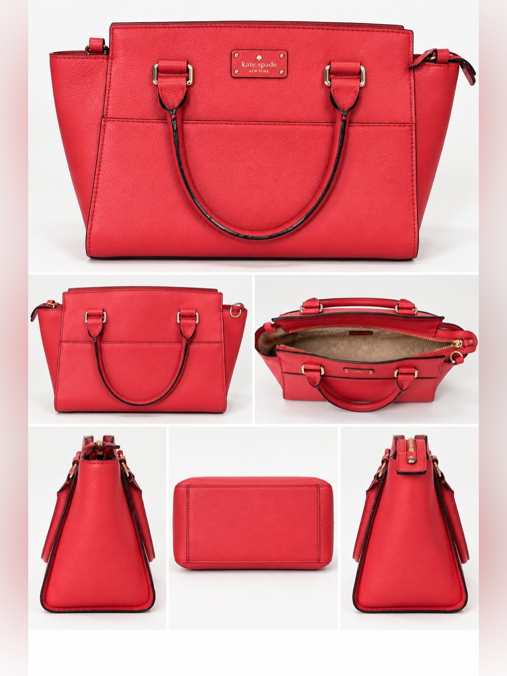 Kate Spade Red Leather Satchel top handle Handbag